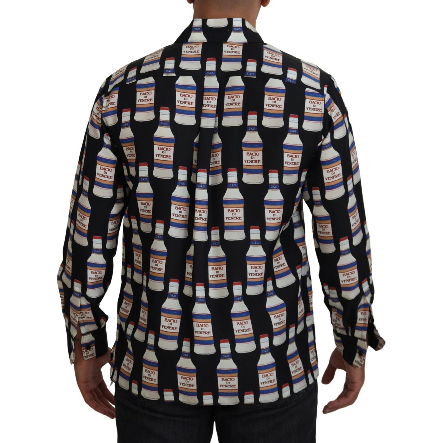 Dolce & Gabbana Black Silk Printed Collared Men Casual Shirt Dolce & Gabbana