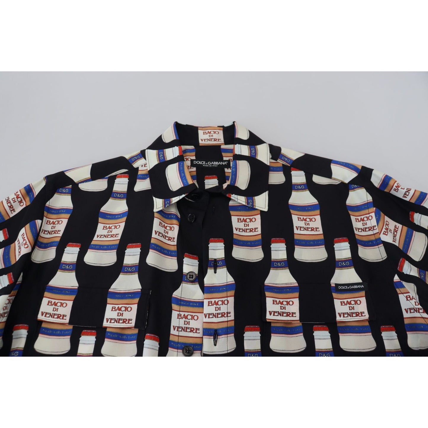 Dolce & Gabbana Black Silk Printed Collared Men Casual Shirt Dolce & Gabbana