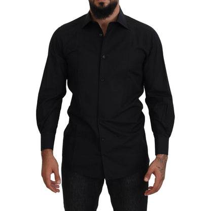 Dolce & Gabbana Black GOLD Cotton Collared Long Sleeve Shirt Dolce & Gabbana