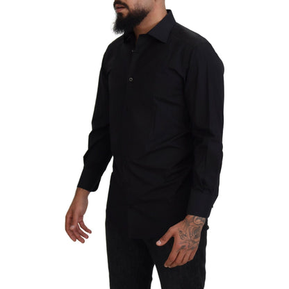 Dolce & Gabbana Black GOLD Cotton Collared Long Sleeve Shirt Dolce & Gabbana