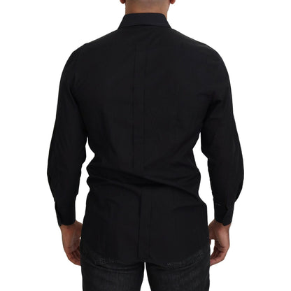 Dolce & Gabbana Black GOLD Cotton Collared Long Sleeve Shirt Dolce & Gabbana
