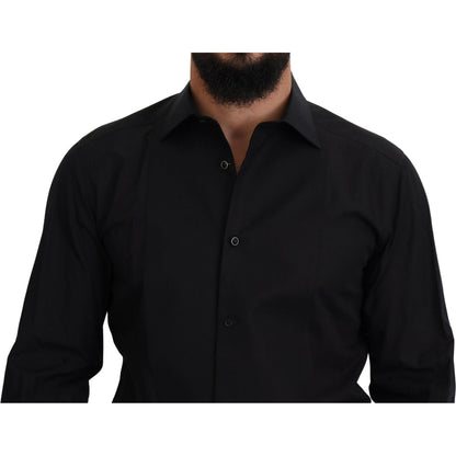 Dolce & Gabbana Black GOLD Cotton Collared Long Sleeve Shirt Dolce & Gabbana