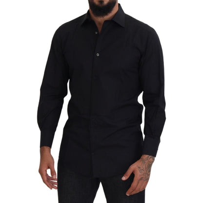 Dolce & Gabbana Black GOLD Cotton Collared Long Sleeve Shirt Dolce & Gabbana