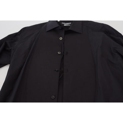 Dolce & Gabbana Black GOLD Cotton Collared Long Sleeve Shirt Dolce & Gabbana