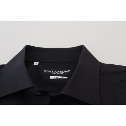 Dolce & Gabbana Black GOLD Cotton Collared Long Sleeve Shirt Dolce & Gabbana