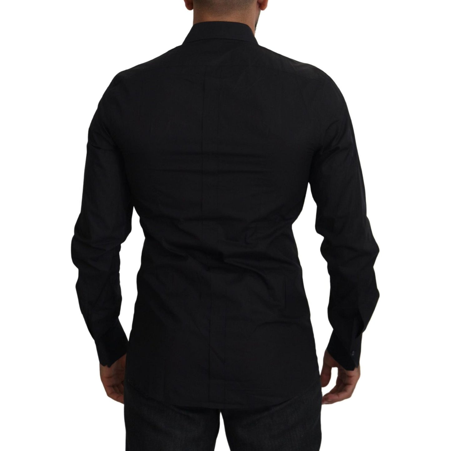 Dolce & Gabbana Black Floral Embroidery Men Long Sleeves GOLD Shirt Dolce & Gabbana