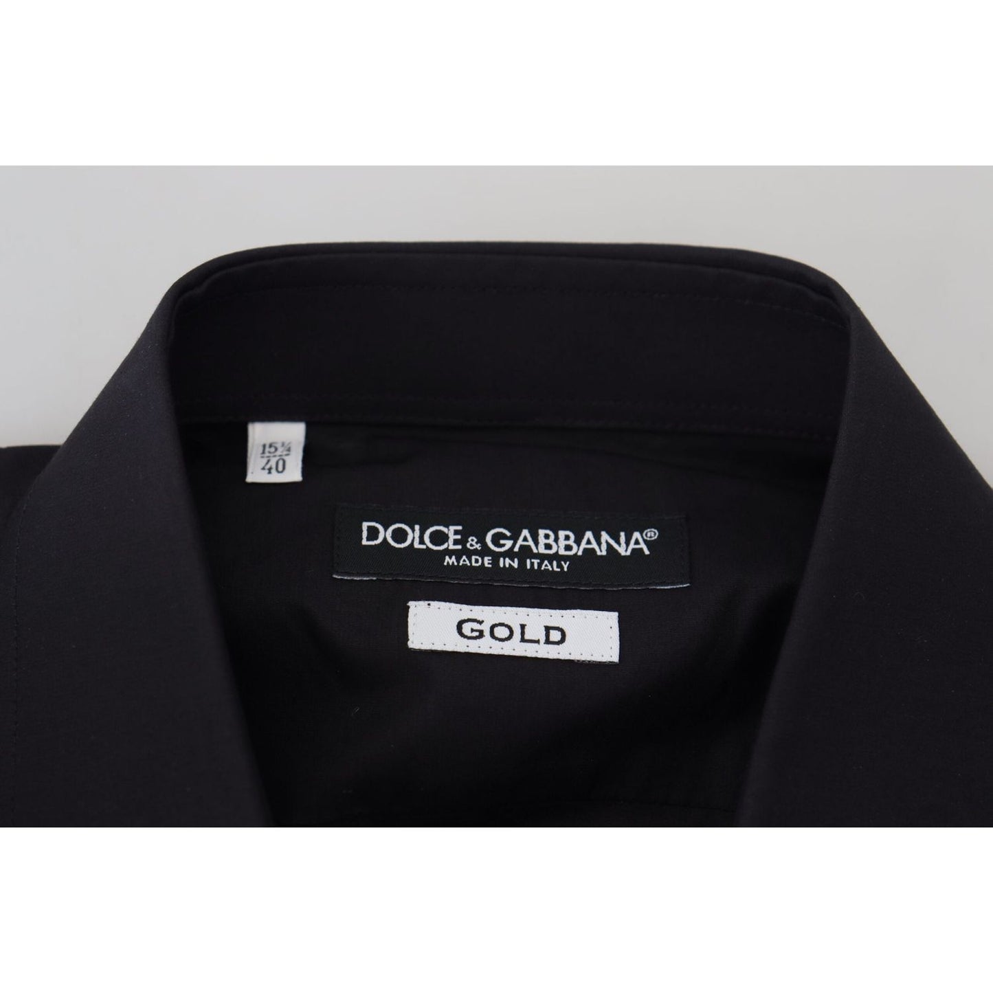 Dolce & Gabbana Black Floral Embroidery Men Long Sleeves GOLD Shirt Dolce & Gabbana