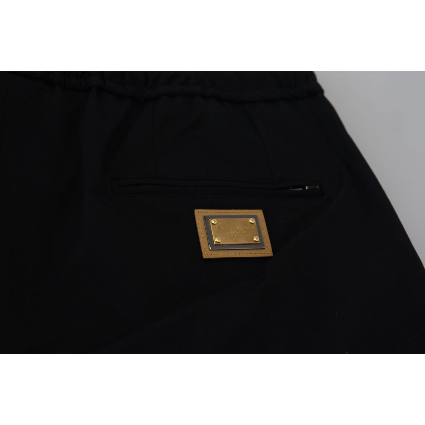 Dolce & Gabbana Black Cotton Elastic Waist DG Logo Cropped Pants Dolce & Gabbana