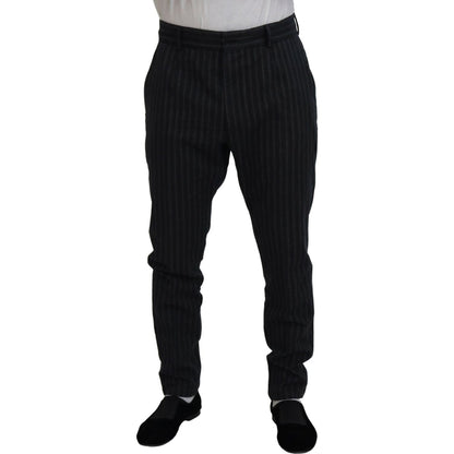 Dolce & Gabbana Dark Gray Stripes Chino Dress Pants Dolce & Gabbana