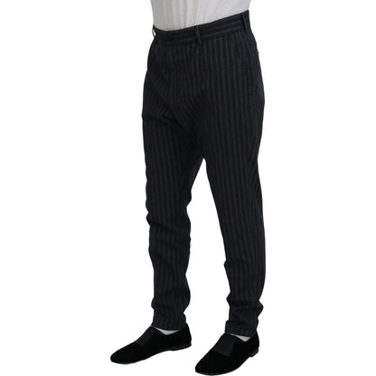 Dolce & Gabbana Dark Gray Stripes Chino Dress Pants Dolce & Gabbana