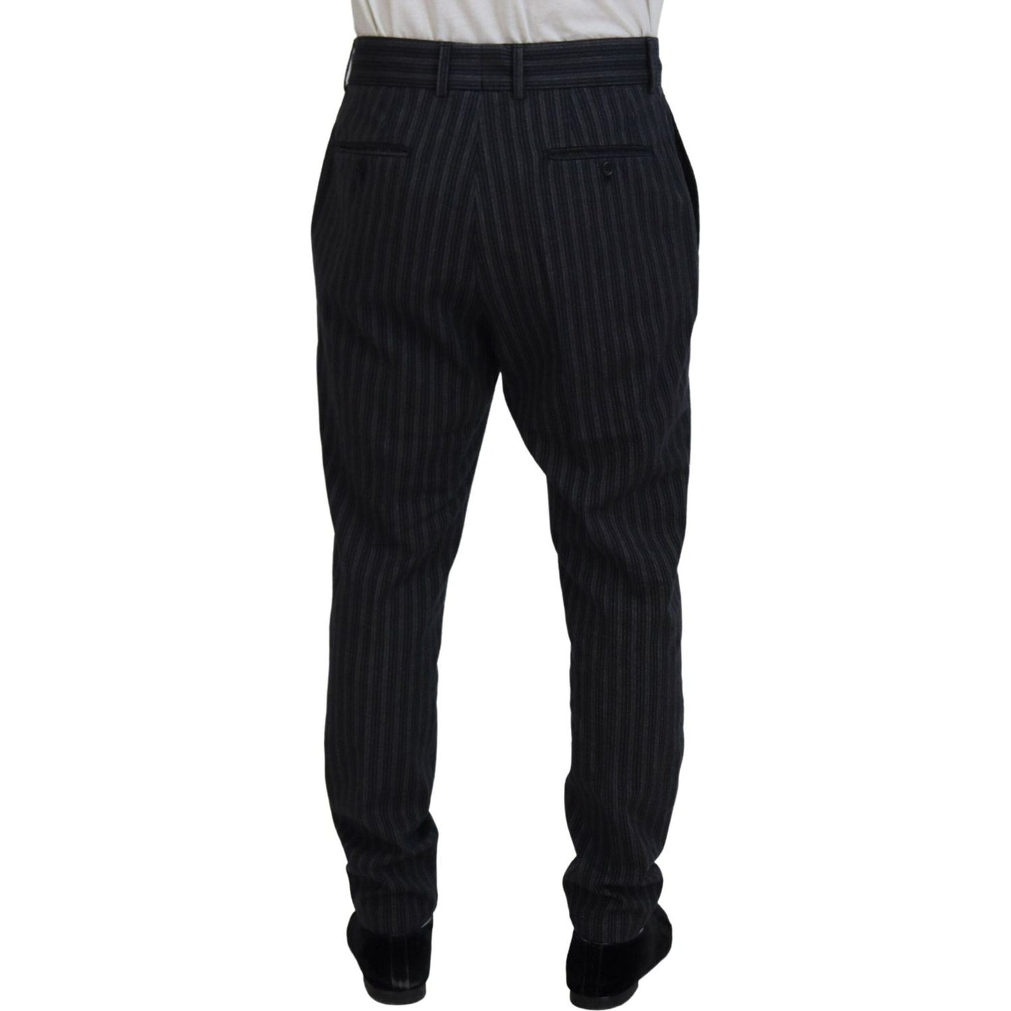 Dolce & Gabbana Dark Gray Stripes Chino Dress Pants Dolce & Gabbana