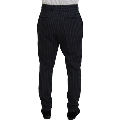 Dolce & Gabbana Dark Gray Stripes Chino Dress Pants Dolce & Gabbana