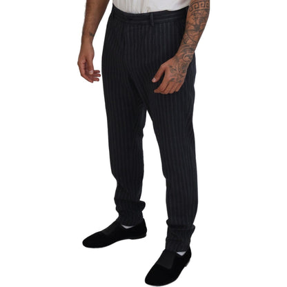 Dolce & Gabbana Dark Gray Stripes Chino Dress Pants Dolce & Gabbana