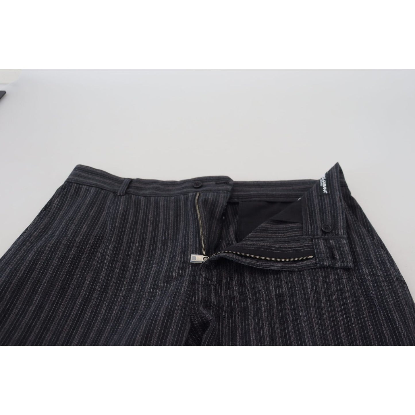 Dolce & Gabbana Dark Gray Stripes Chino Dress Pants Dolce & Gabbana