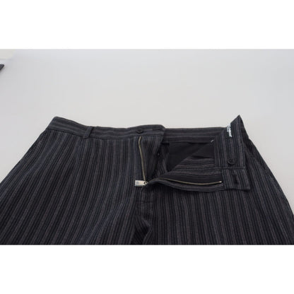 Dolce & Gabbana Dark Gray Stripes Chino Dress Pants Dolce & Gabbana