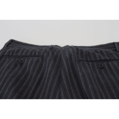 Dolce & Gabbana Dark Gray Stripes Chino Dress Pants Dolce & Gabbana
