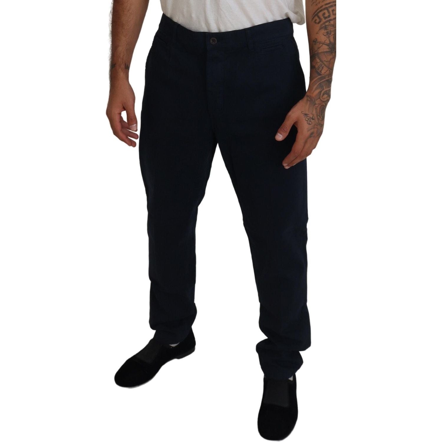 Dolce & Gabbana Blue Cotton Dress Formal Men Pants