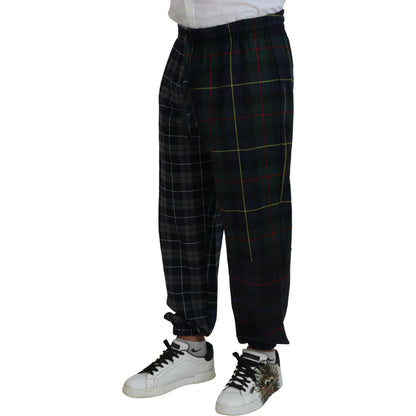 Dolce & Gabbana Multicolor Checkered Wool Men Jogger Pants Dolce & Gabbana