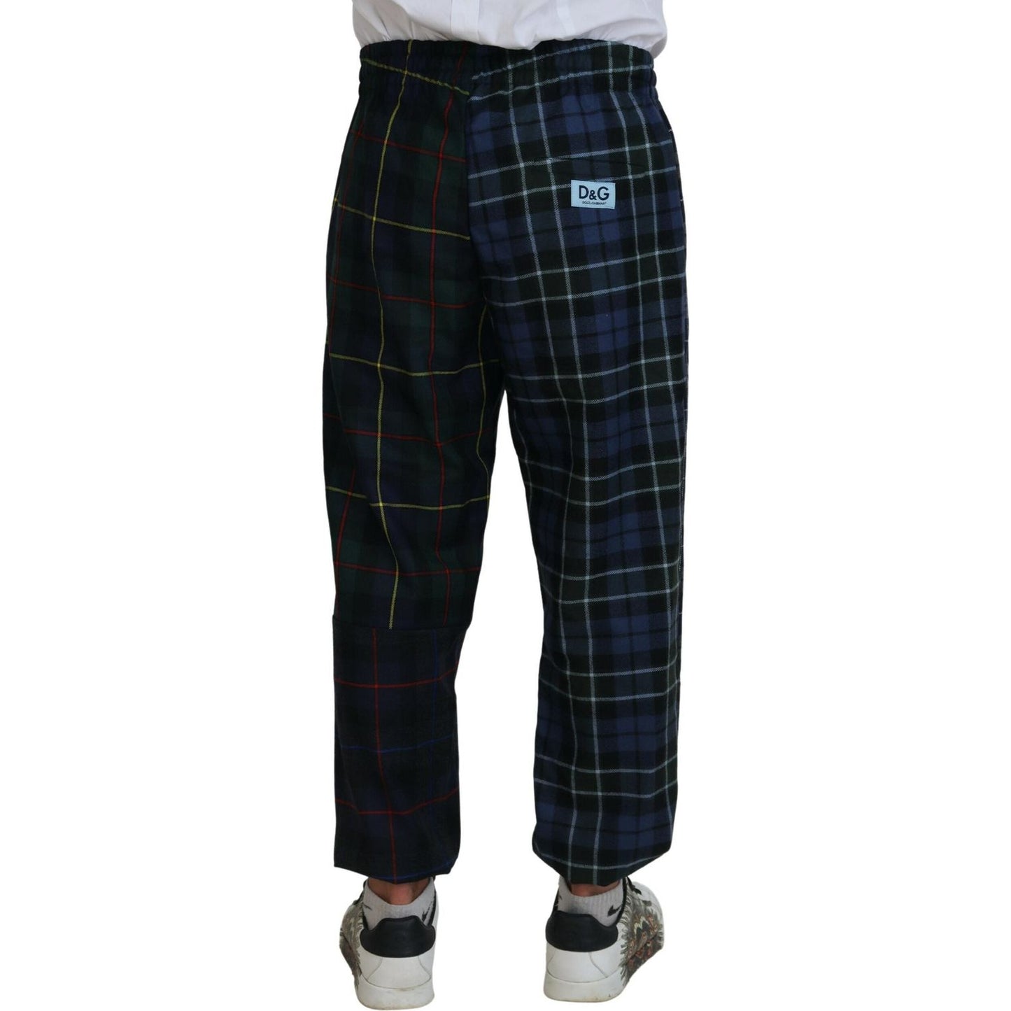 Dolce & Gabbana Multicolor Checkered Wool Men Jogger Pants Dolce & Gabbana