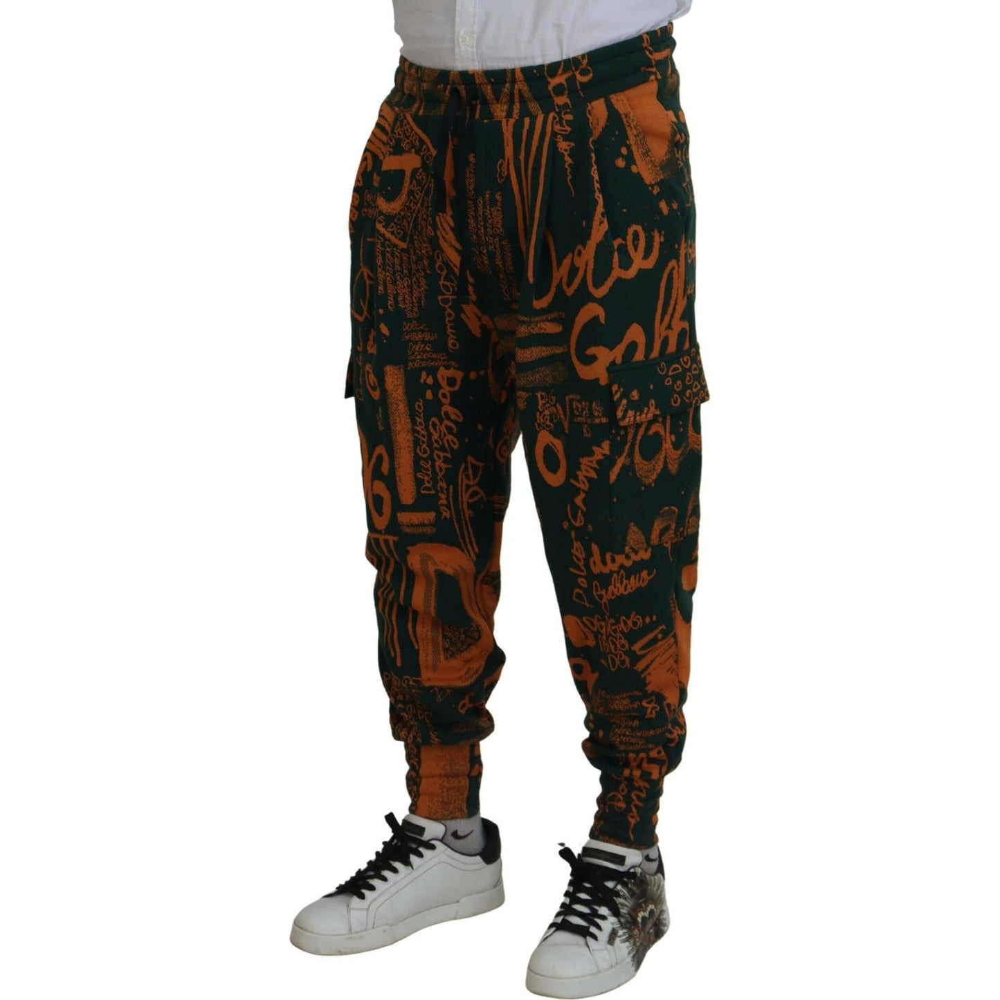 Dolce & Gabbana Multicolor Logo Print Silk Cargo Jogger Pants Dolce & Gabbana