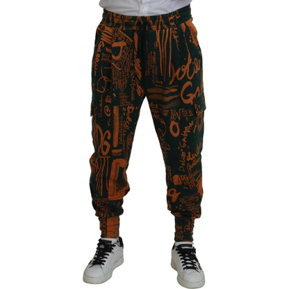 Dolce & Gabbana Multicolor Logo Print Silk Cargo Jogger Pants Dolce & Gabbana