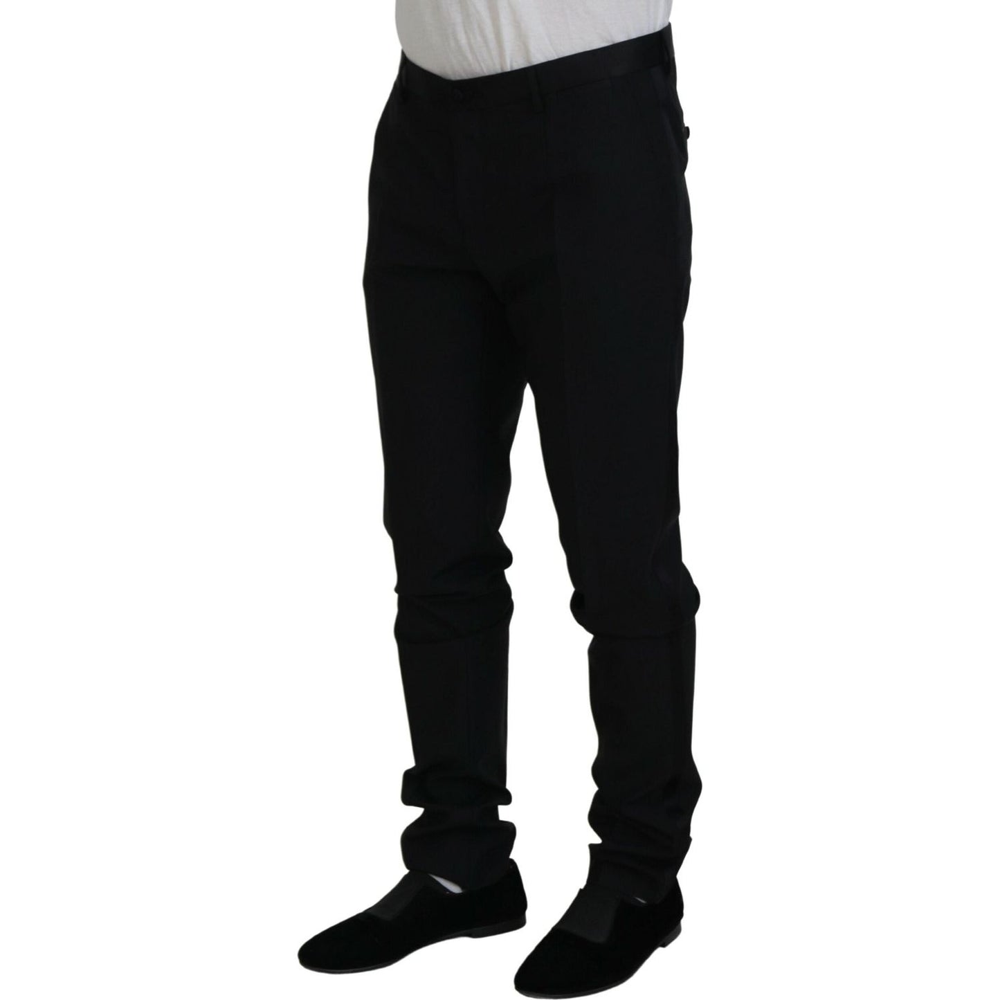 Dolce & Gabbana Black Wool Chino Dress Formal Pants Dolce & Gabbana