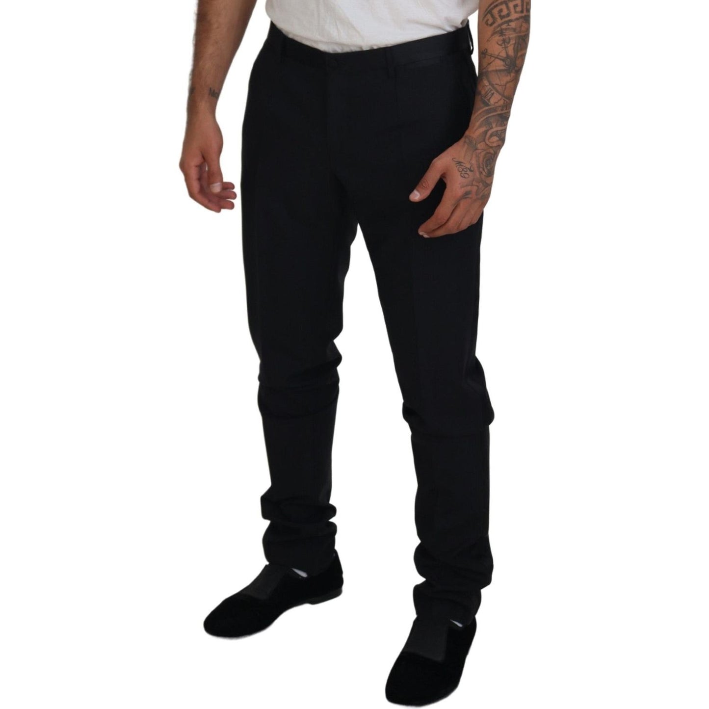 Dolce & Gabbana Black Wool Chino Dress Formal Pants Dolce & Gabbana