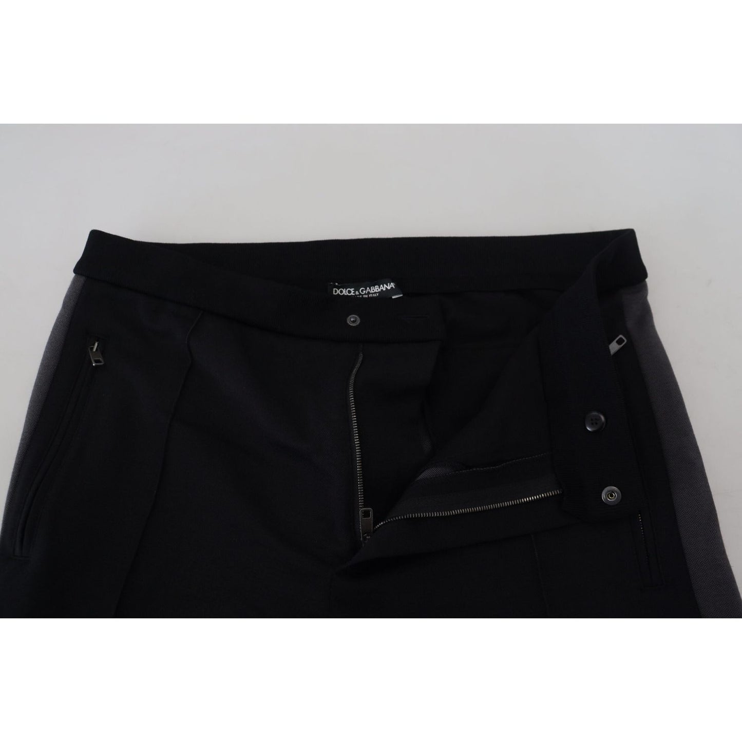 Dolce & Gabbana Black Wool Horseshoe Jogger Pants Dolce & Gabbana