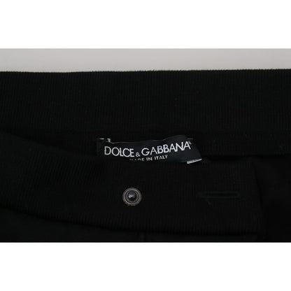 Dolce & Gabbana Black Wool Horseshoe Jogger Pants Dolce & Gabbana