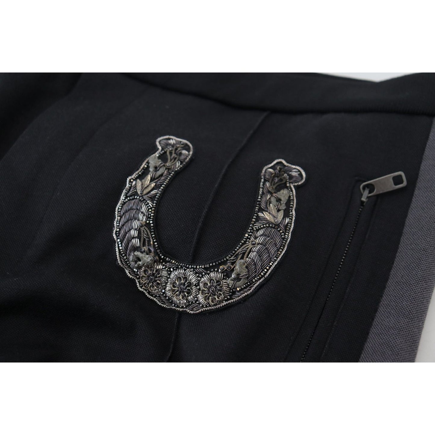 Dolce & Gabbana Black Wool Horseshoe Jogger Pants Dolce & Gabbana