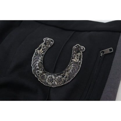 Dolce & Gabbana Black Wool Horseshoe Jogger Pants Dolce & Gabbana