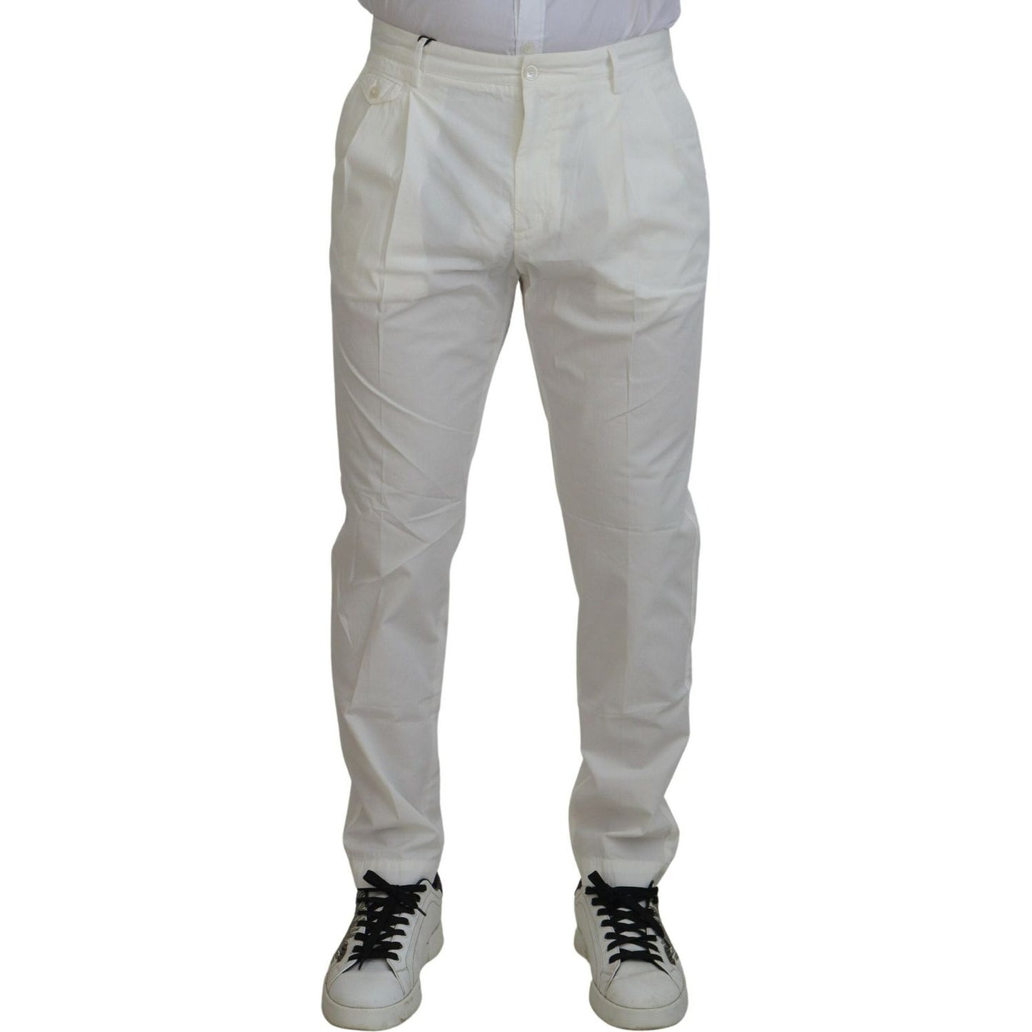 Dolce & Gabbana White Cotton Skinny Chino Pants Dolce & Gabbana