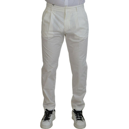Dolce & Gabbana White Cotton Skinny Chino Pants Dolce & Gabbana
