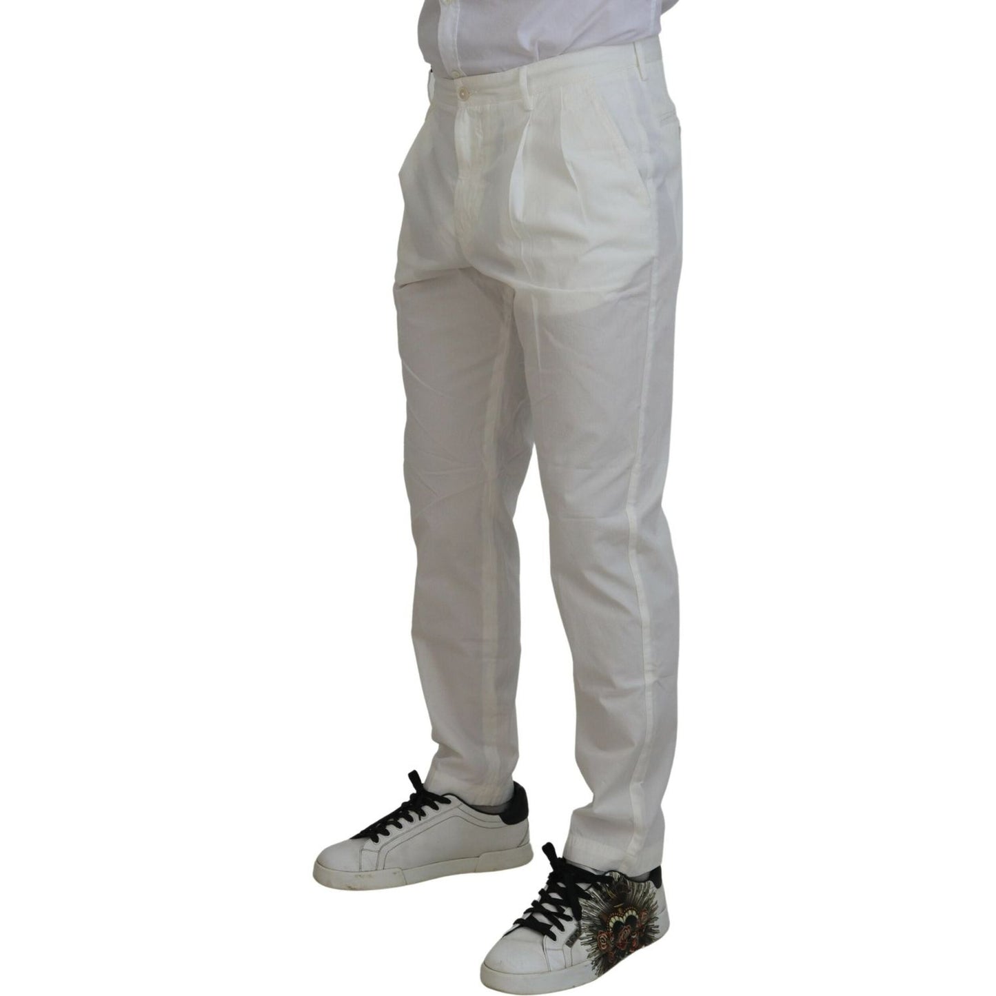 Dolce & Gabbana White Cotton Skinny Chino Pants Dolce & Gabbana