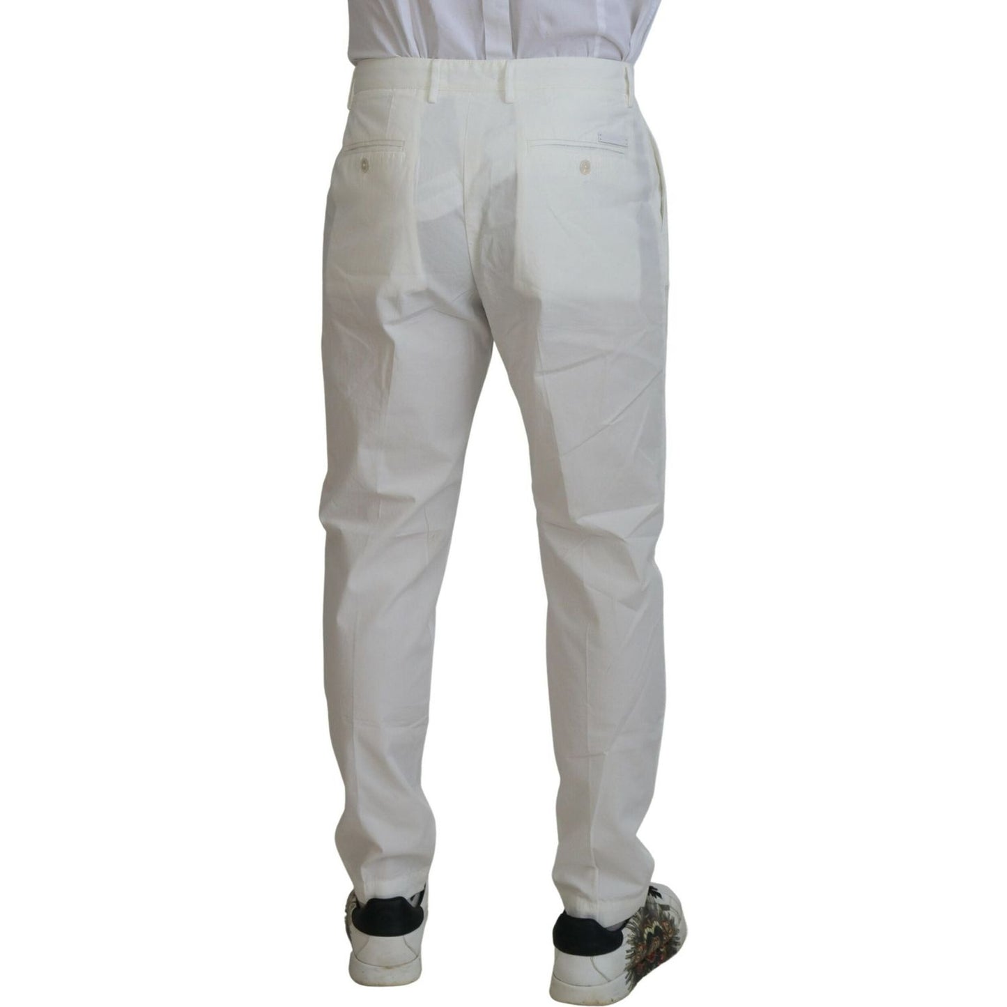 Dolce & Gabbana White Cotton Skinny Chino Pants Dolce & Gabbana