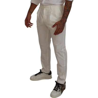 Dolce & Gabbana White Cotton Skinny Chino Pants Dolce & Gabbana