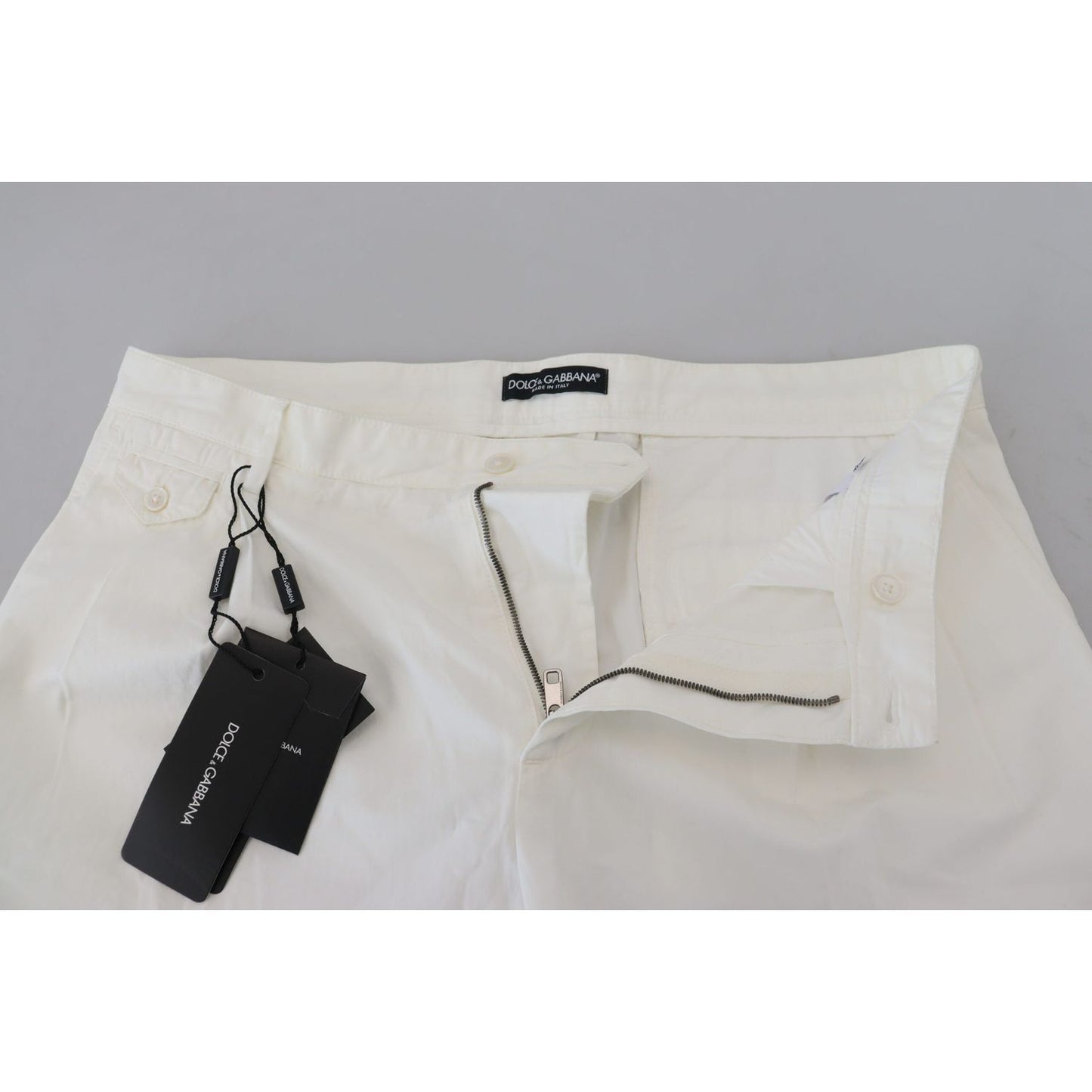 Dolce & Gabbana White Cotton Skinny Chino Pants Dolce & Gabbana