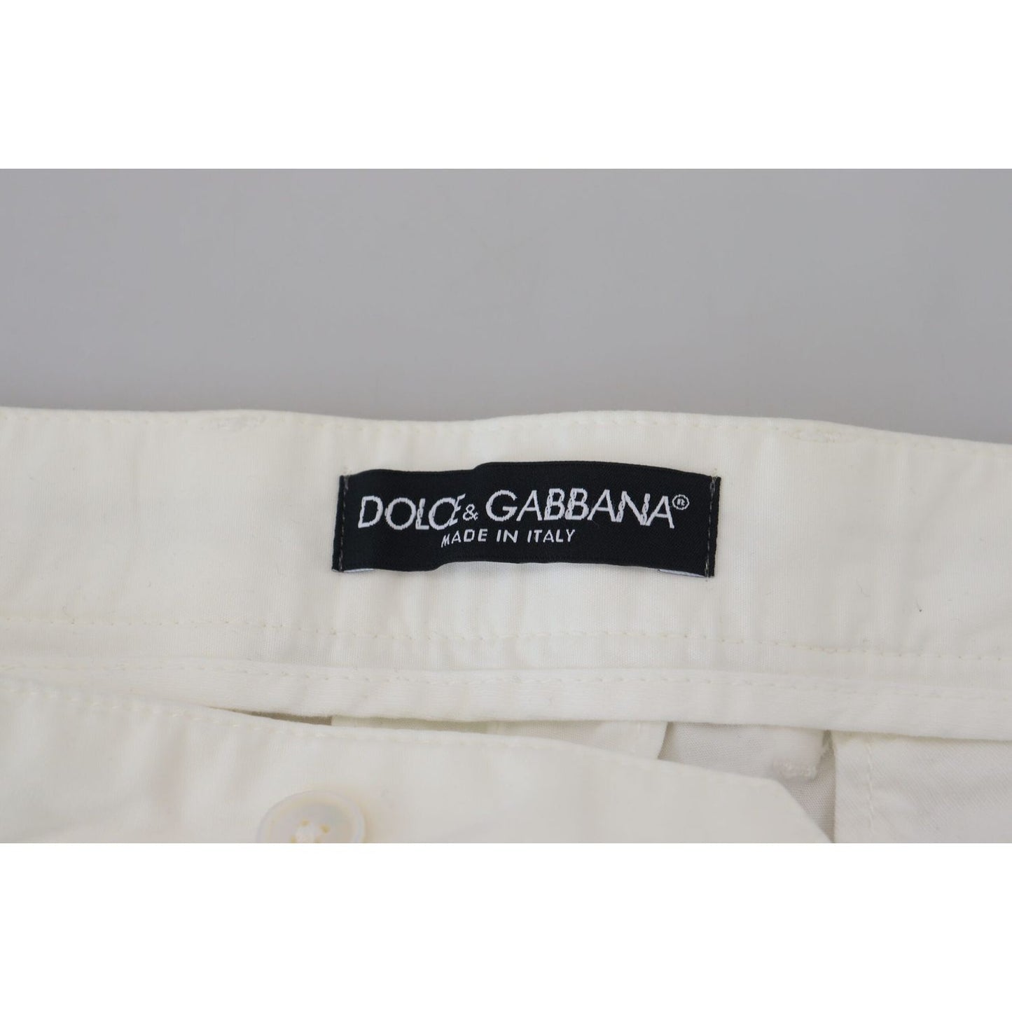 Dolce & Gabbana White Cotton Skinny Chino Pants Dolce & Gabbana