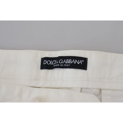Dolce & Gabbana White Cotton Skinny Chino Pants Dolce & Gabbana