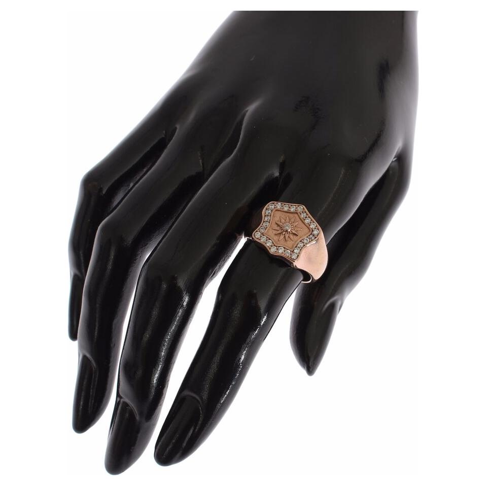Nialaya Pink Gold 925 Silver Authentic Clear Ring