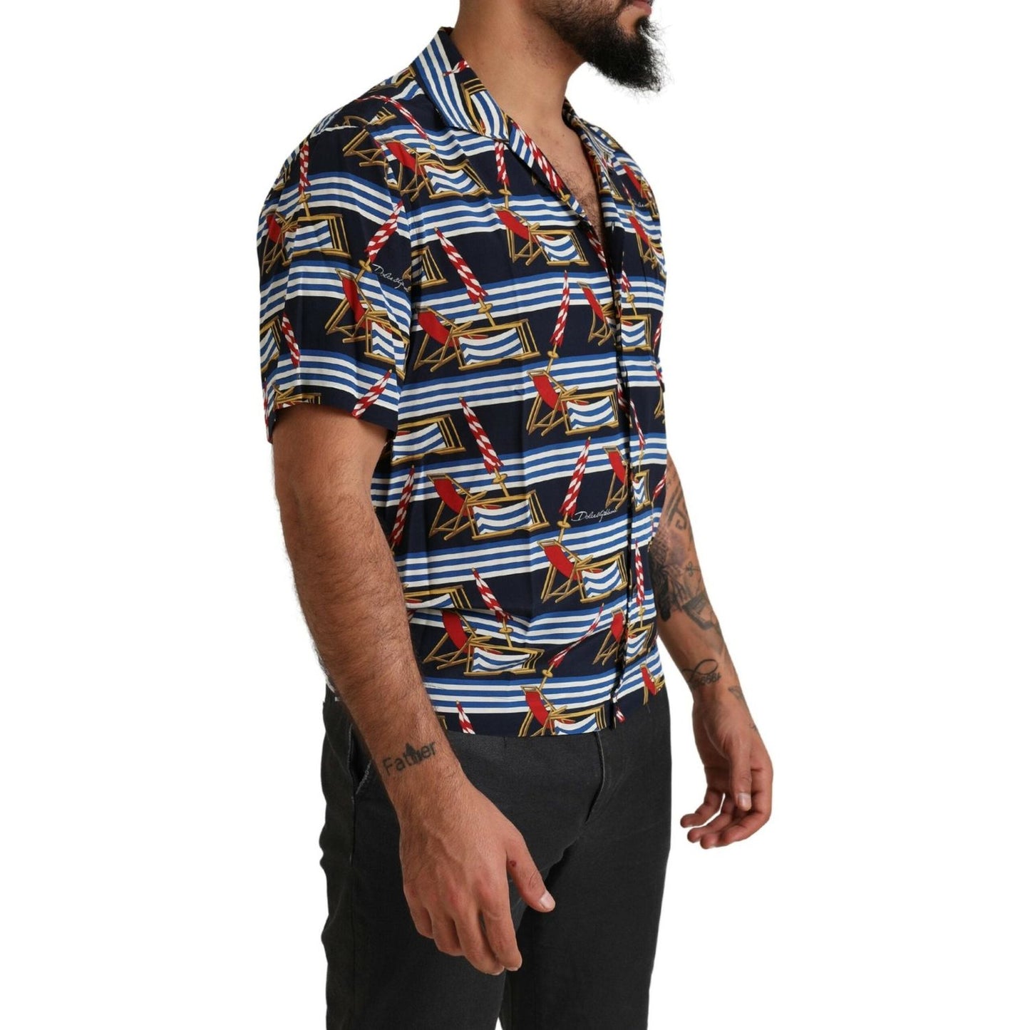 Dolce & Gabbana Multicolor Beach Chair Short Sleeves Shirt Dolce & Gabbana