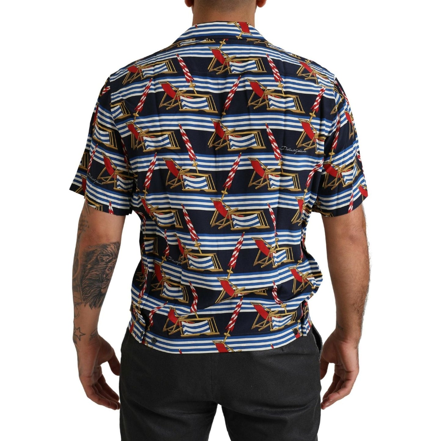 Dolce & Gabbana Multicolor Beach Chair Short Sleeves Shirt Dolce & Gabbana