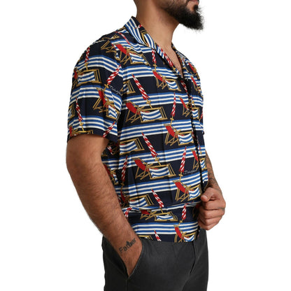 Dolce & Gabbana Multicolor Beach Chair Short Sleeves Shirt Dolce & Gabbana