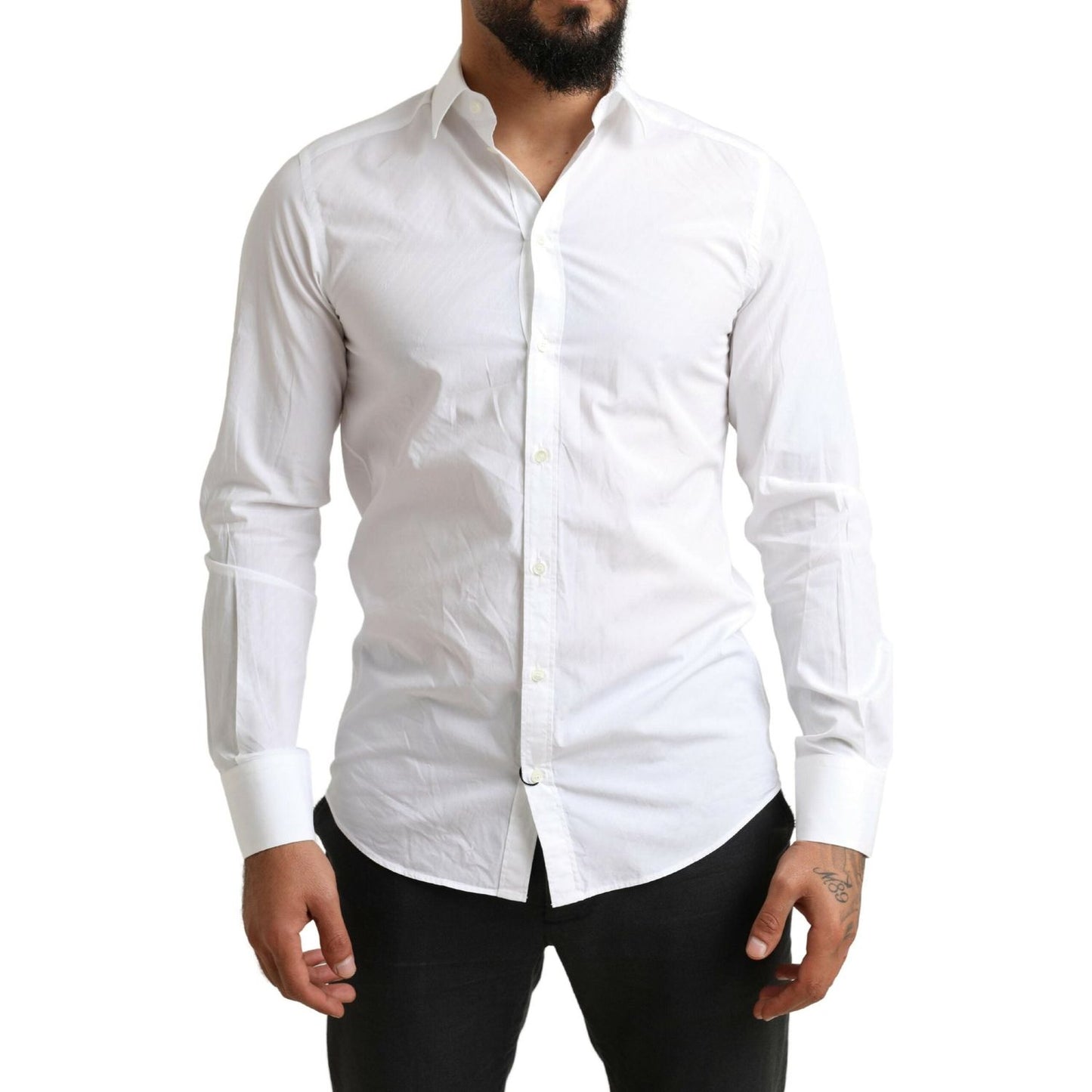 Dolce & Gabbana White MARTINI Cotton Dress Formal Shirt Dolce & Gabbana