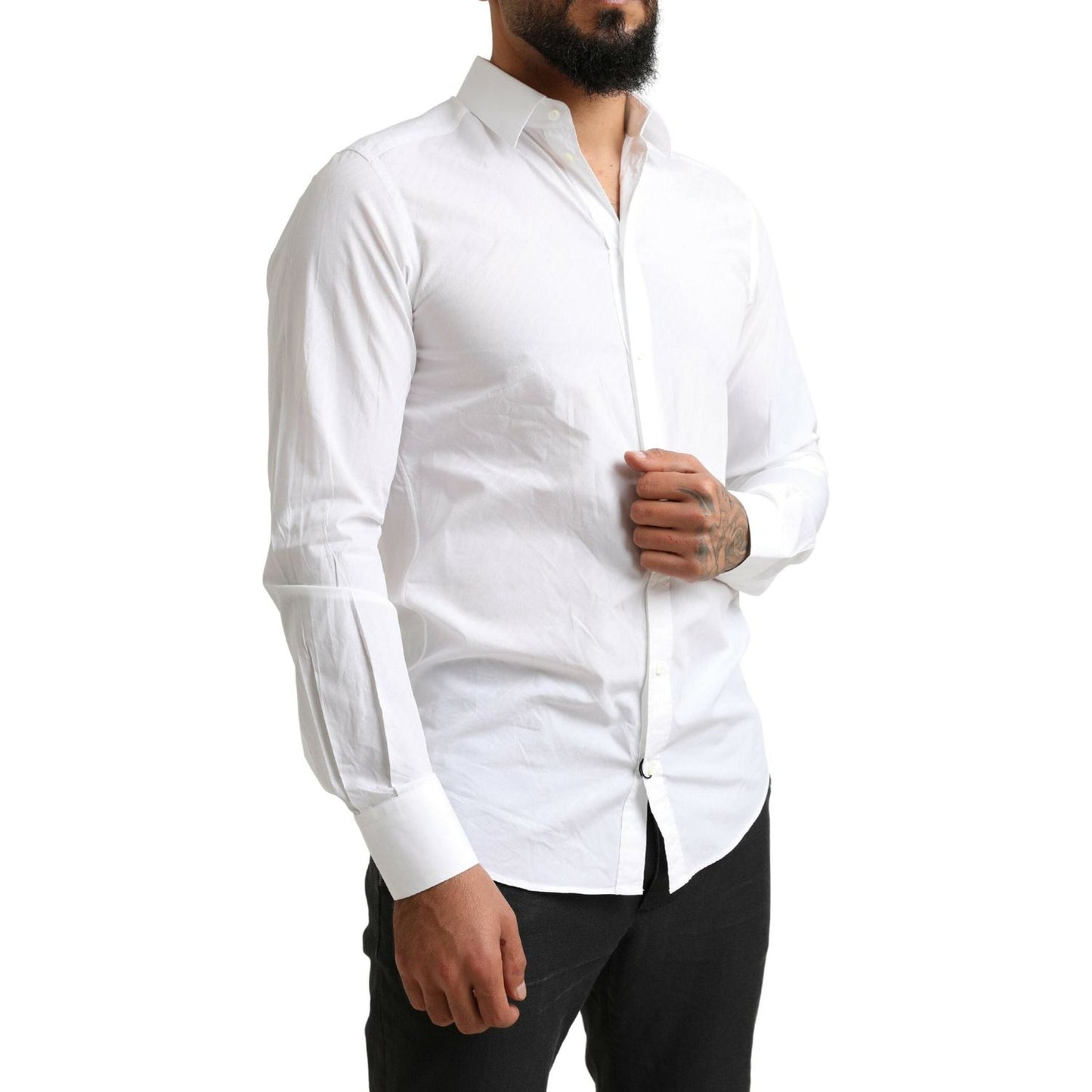 Dolce & Gabbana White MARTINI Cotton Dress Formal Shirt Dolce & Gabbana