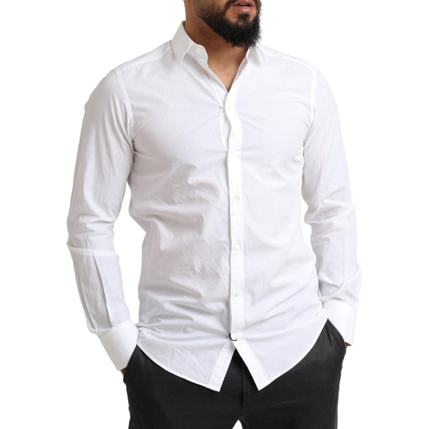 Dolce & Gabbana White MARTINI Cotton Dress Formal Shirt Dolce & Gabbana