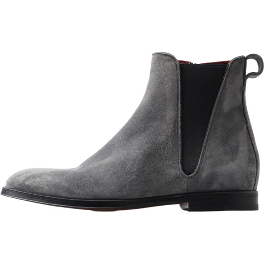 Dolce & Gabbana Gray Leather Men Ankle Boots Shoes MV5002-39