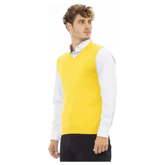 Alpha Studio Yellow Viscose Men Jacket AL-23581-IT46 | S