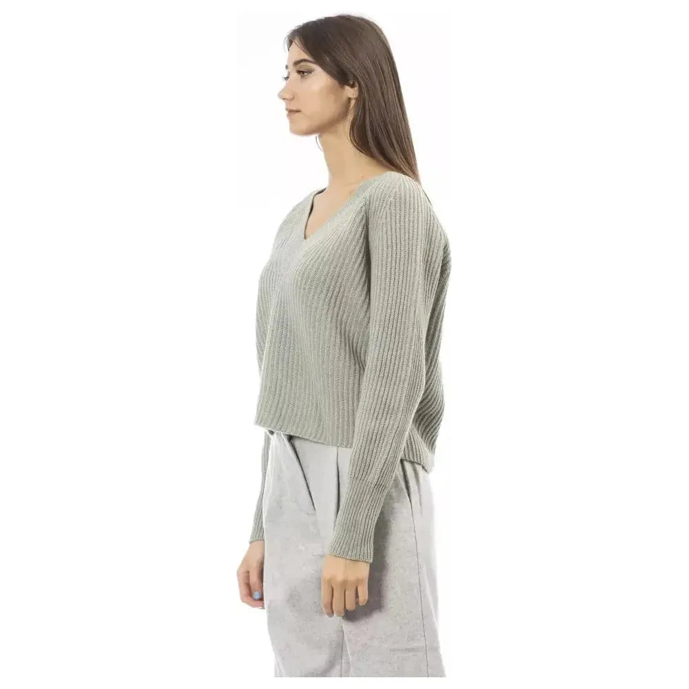 Alpha Studio Green Wool Sweater