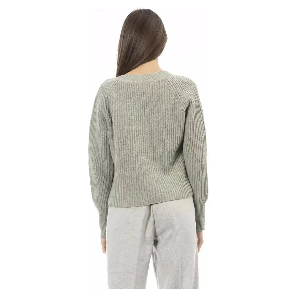 Alpha Studio Green Wool Sweater